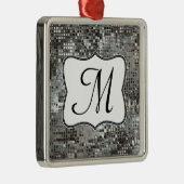Silver Sequin Dazzle Gli Monogram Initiaal Ornamen Metalen Ornament (Rechts)
