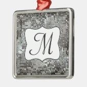 Silver Sequin Dazzle Gli Monogram Initiaal Ornamen Metalen Ornament (Links)