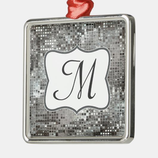 Silver Sequin Dazzle Gli Monogram Initiaal Ornamen Metalen Ornament (Links)