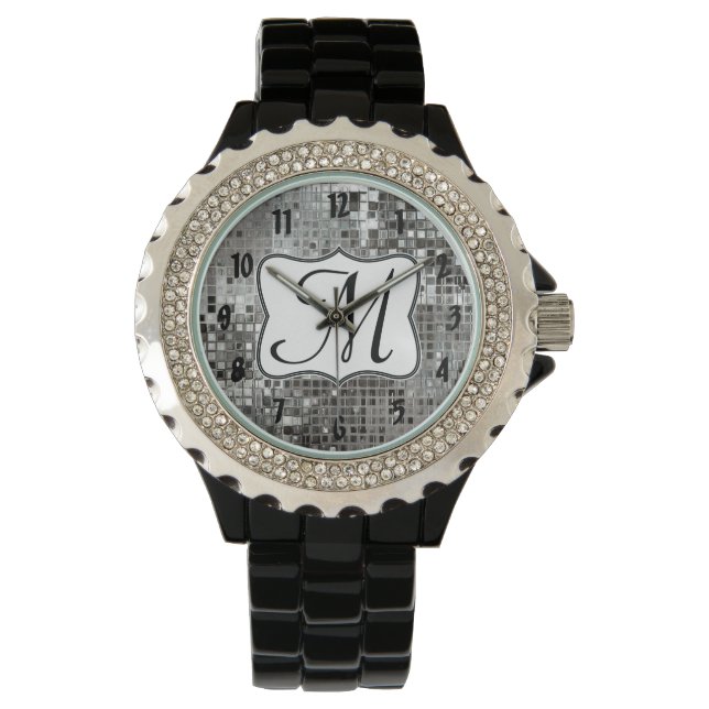 Silver Sequin Dazzle Glitz Glam Disco Ball Watch Horloge (Voorkant)