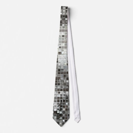 Silver Sequin Dazzle Glitz Glam Disco Mannen Strop Stropdas (Voorkant)