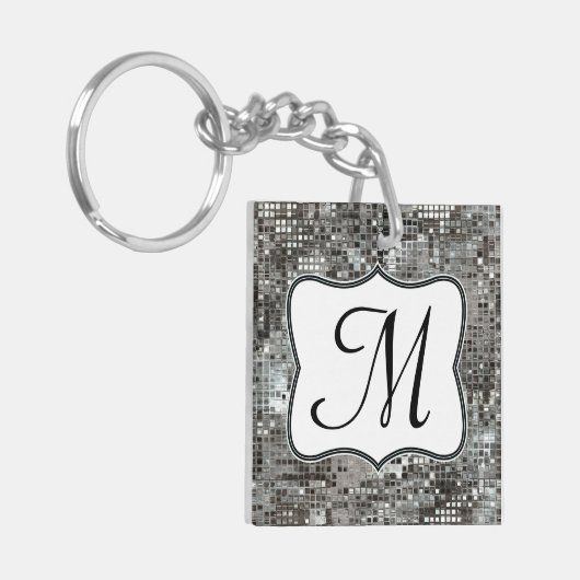Silver Sequin Dazzle Glitz Glam Disco Sleutelhange Sleutelhanger (Voorkant Links)