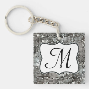 Silver Sequin Dazzle Glitz Glam Disco Sleutelhange Sleutelhanger