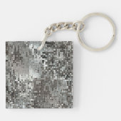 Silver Sequin Dazzle Glitz Glam Disco Sleutelhange Sleutelhanger (Achterkant)