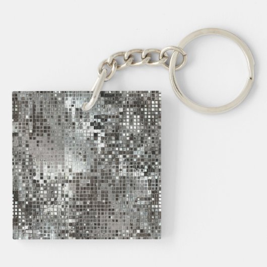 Silver Sequin Dazzle Glitz Glam Disco Sleutelhange Sleutelhanger (Achterkant)