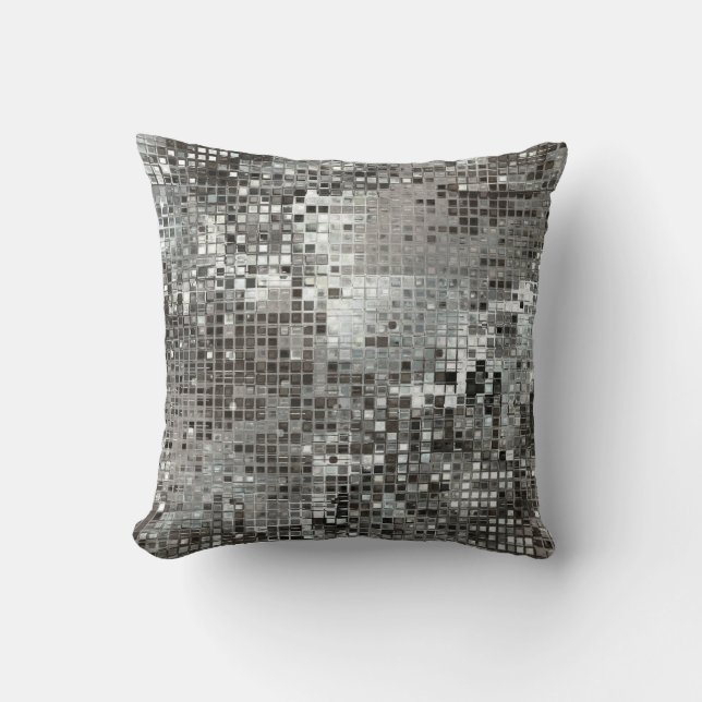 Silver Sequin Dazzle Glitz Glam Throw Couch Pillow Kussen (Voorkant)