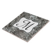 Silver Sequin Dazzle Glitz Monogram Display Tile Tegeltje (Zijkant)