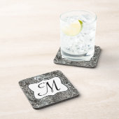 Silver Sequin Dazzle Glitz Monogram Drink Onderzet Bier Onderzetter (Rechterzijde)