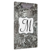 Silver Sequin Dazzle Monogram Initiaal Clip Board Klembord (Rechts)