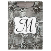 Silver Sequin Dazzle Monogram Initiaal Clip Board Klembord (Voorkant)