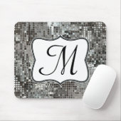 Silver Sequin Dazzle Monogram Initiaal Muismat (Met muis)