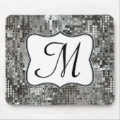 Silver Sequin Dazzle Monogram Initiaal Muismat (Voorkant)