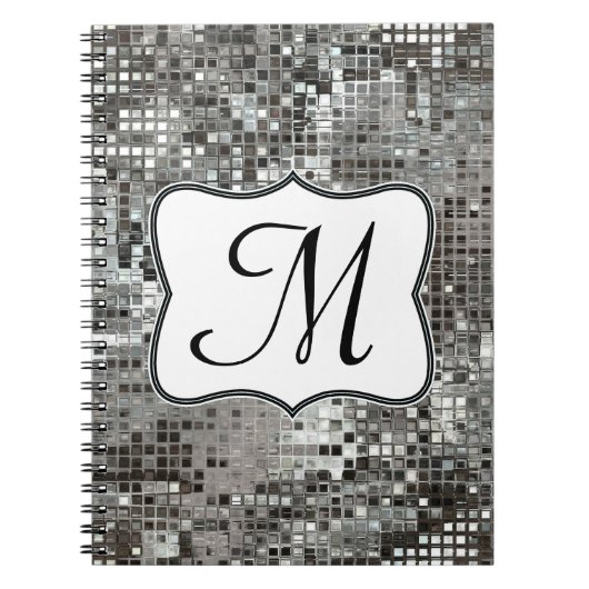Silver Sequin Dazzle Monogram Initiaal Notitieboek (Voorkant)