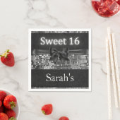 Silver Sequin en Black Bow Sweet 16 servetten (Insitu)