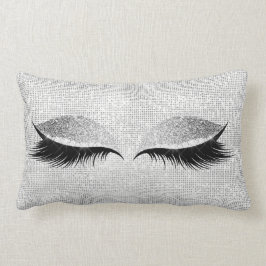 Silver Sequin Glitter Black Glam Makeup Lashes Kussen