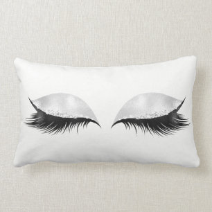 Silver Sequin Glitter Black Grey Makeup Lashes Kussen