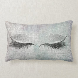 Silver Sequin Glitter Black Painting Makeup Lashes Kussen