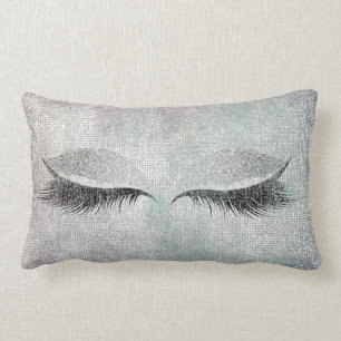 Silver Sequin Glitter Black Painting Makeup Lashes Kussen