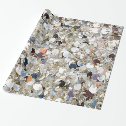 Silver Sequin Glitter Glam Glamour Wrapping Paper Cadeaupapier (Uitgerold)