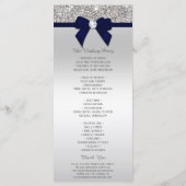 Silver Sequin Navy Blue Bow Wedding Program Programmakaart (Achterkant)