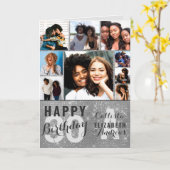 Silver Sequin Photo Collage Happy Birthday Card Kaart (Gele Bloem)