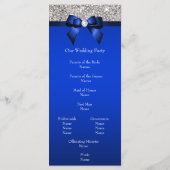 Silver Sequin Royal Blue Bow Wedding Program Programmakaart (Achterkant)