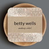 Silver Sequin Striped Makeup Artist Kraft Vierkante Visitekaartje