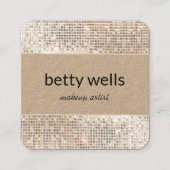 Silver Sequin Striped Makeup Artist Kraft Vierkante Visitekaartje (Voorkant)