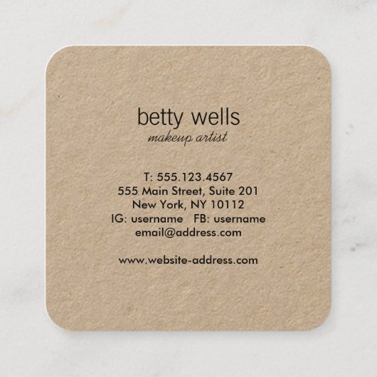 Silver Sequin Striped Makeup Artist Kraft Vierkante Visitekaartje (Achterkant)