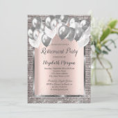 Silver Sequins Ballons Roos Gold Pensioen Kaart (Staand voorkant)