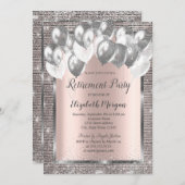 Silver Sequins Ballons Roos Gold Pensioen Kaart (Voorkant / Achterkant)