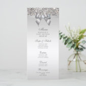 Silver Sequins Bow Baby shower Menu (Staand voorkant)