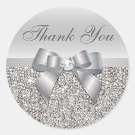 Silver Sequins Bow Dank u Stickers