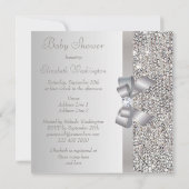 Silver Sequins, Bow & Diamond Baby shower Kaart (Achterkant)