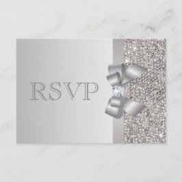 Silver Sequins, Bow & Diamond RSVP Wedding