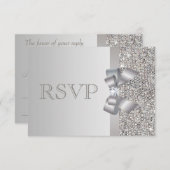 Silver Sequins, Bow & Diamond RSVP Wedding (Voorkant / Achterkant)