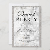 Silver Sequins Brunch & Bubbly Vrijgezellenfeest Kaart (Voorkant)