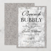 Silver Sequins Brunch & Bubbly Vrijgezellenfeest Kaart (Voorkant / Achterkant)
