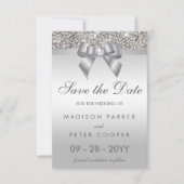 Silver Sequins Diamond Bow bespaart de datum van h Save The Date (Voorkant)