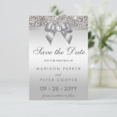 Silver Sequins Diamond Bow bespaart de datum van h Save The Date (Staand voorkant)