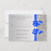 Silver Sequins Diamond Royal Blue Bow Wedding RSVP (Achterkant)