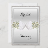 Silver Sequins & Floral Pareltjes Glitter Bow Brid Kaart (Voorkant)