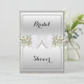 Silver Sequins & Floral Pareltjes Glitter Bow Brid Kaart (Staand voorkant)