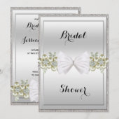 Silver Sequins & Floral Pareltjes Glitter Bow Brid Kaart (Voorkant / Achterkant)