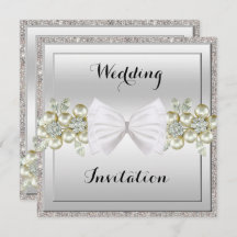 Silver Sequins & Floral Pareltjes Glitter Bow Wedd