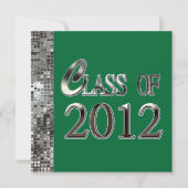Silver Sequins Green Graduation Invitations Kaart (Voorkant)