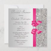 Silver Sequins Hot Pink Bow Diamond Vrijgezellenfe Kaart (Achterkant)