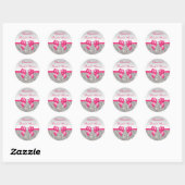 Silver Sequins Hot Pink Bow Diamond Vrijgezellenfe Ronde Sticker (Vel)
