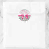 Silver Sequins Hot Pink Bow Diamond Vrijgezellenfe Ronde Sticker (Tas)