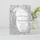 Silver Sequins Jurk Sneeuwvlokken Vrijgezellenfees Kaart (Staand voorkant)